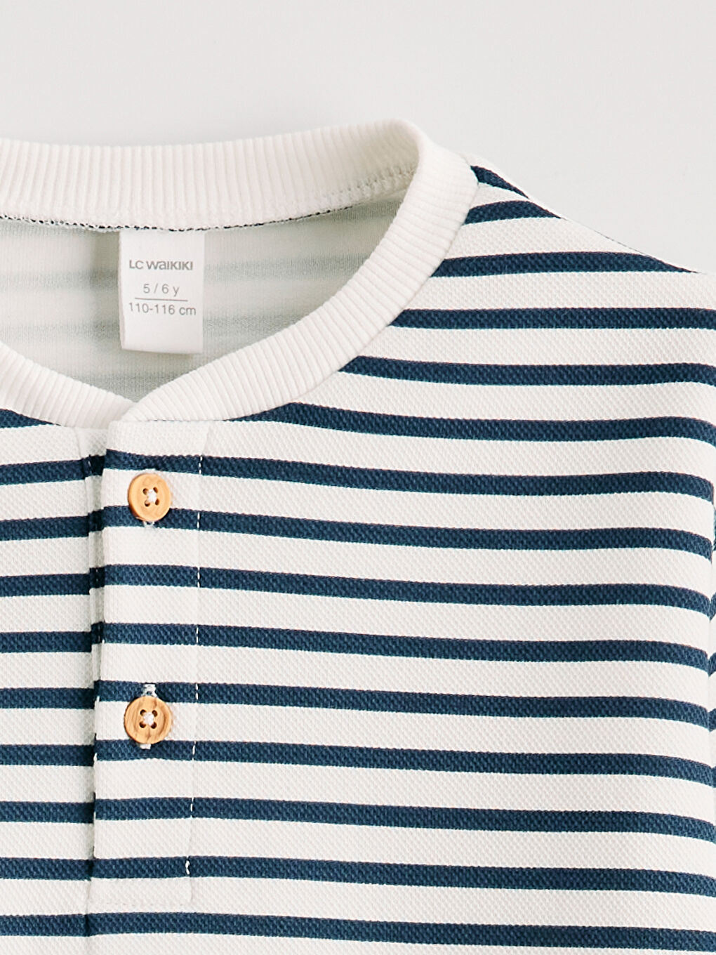 Lacivert Bisiklet Yaka Çizgili Erkek Çocuk Sweatshirt-1