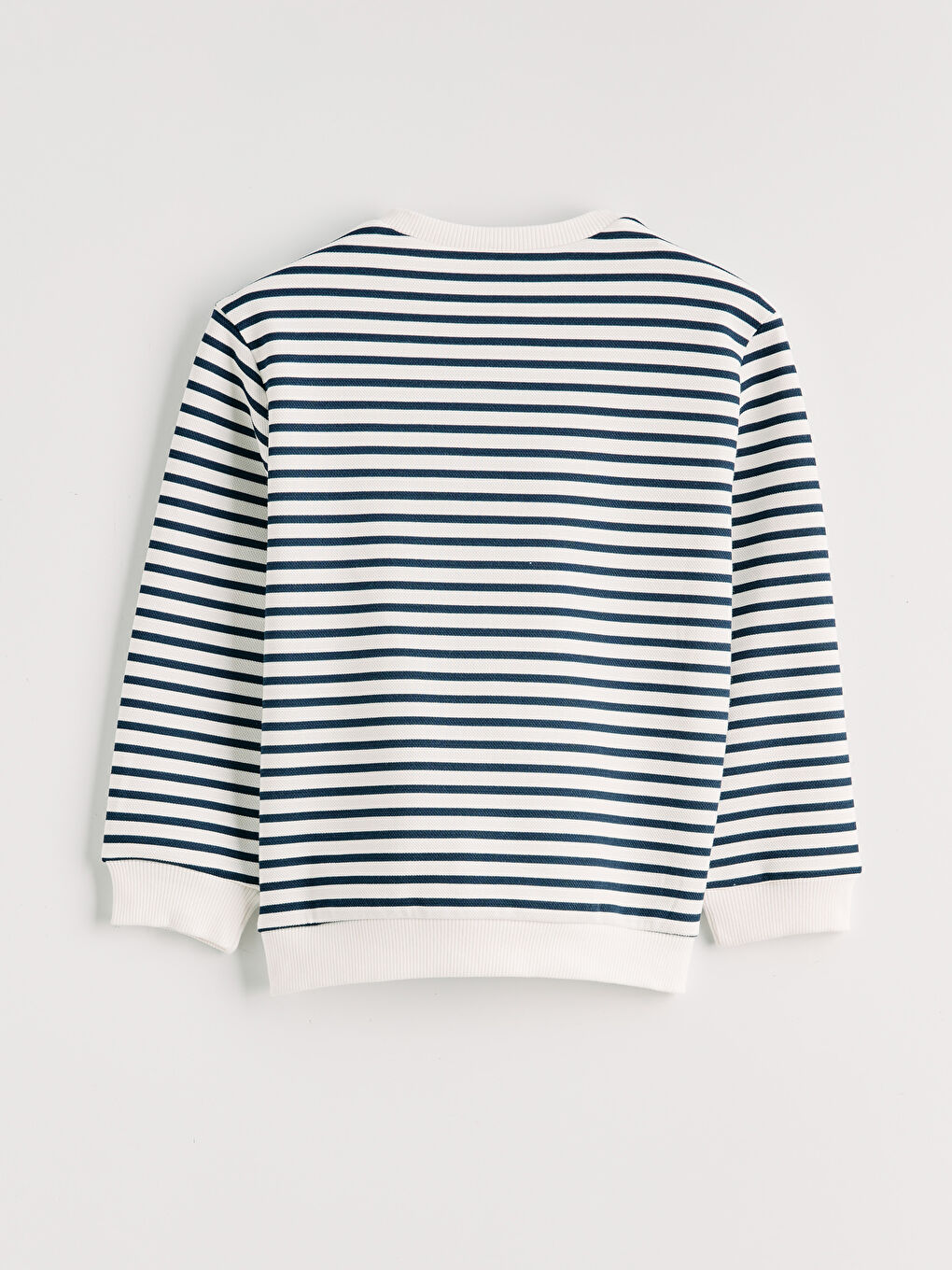 Lacivert Bisiklet Yaka Çizgili Erkek Çocuk Sweatshirt-2