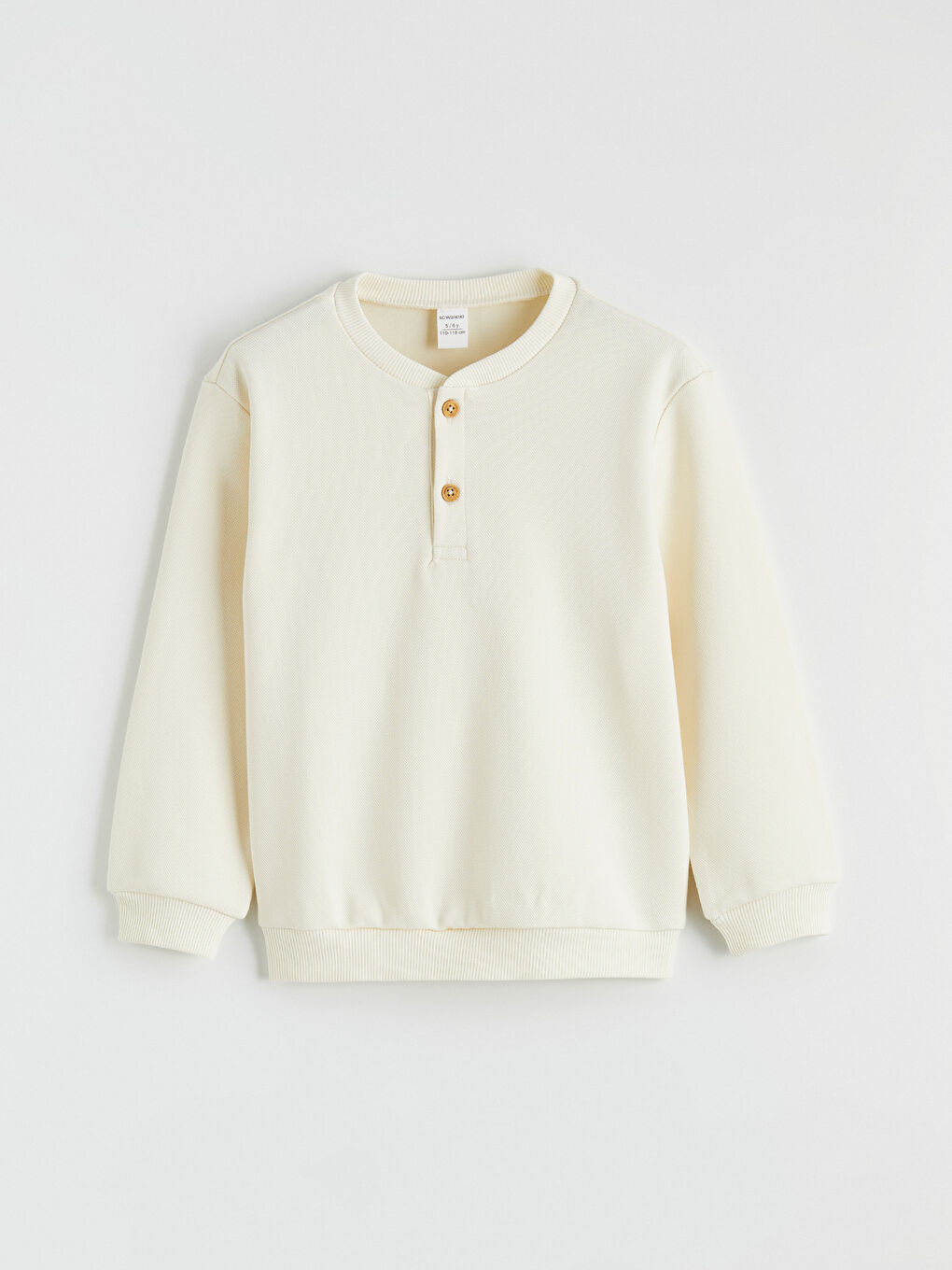 Bej Bisiklet Yaka Erkek Çocuk Sweatshirt