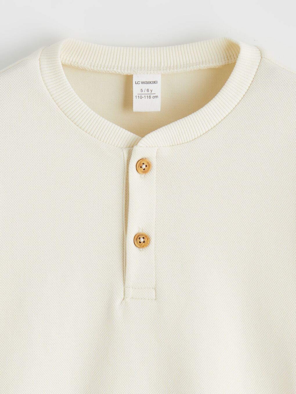 Bej Bisiklet Yaka Erkek Çocuk Sweatshirt-1