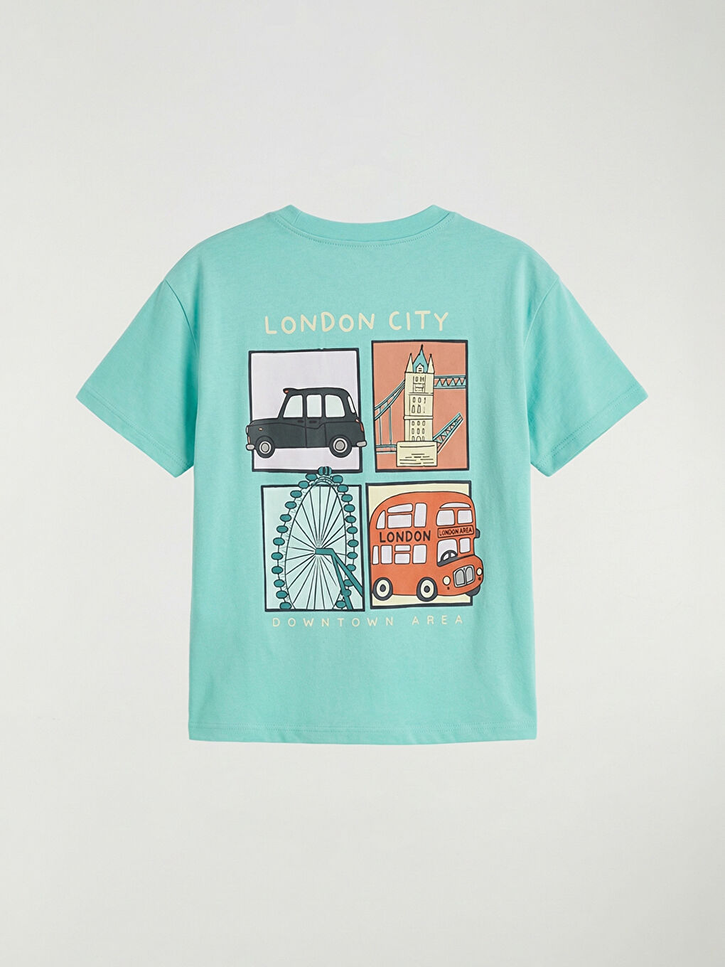 Turkuaz London Baskılı Erkek Çocuk Penye Tişört-2