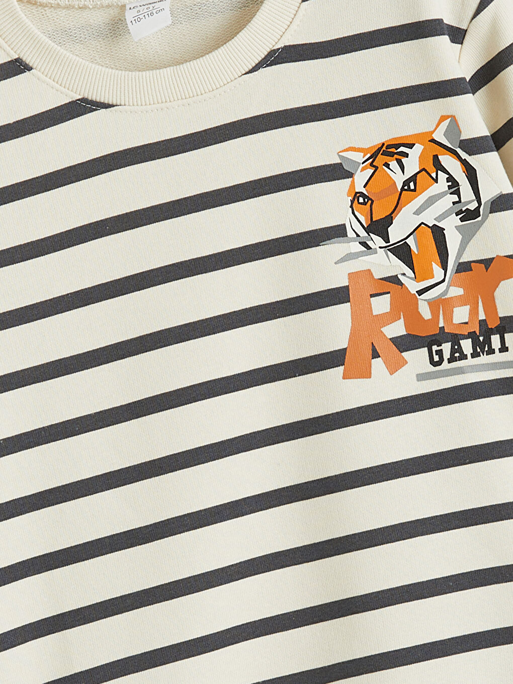 Bej Bisiklet Yaka Erkek Çocuk Sweatshirt-2