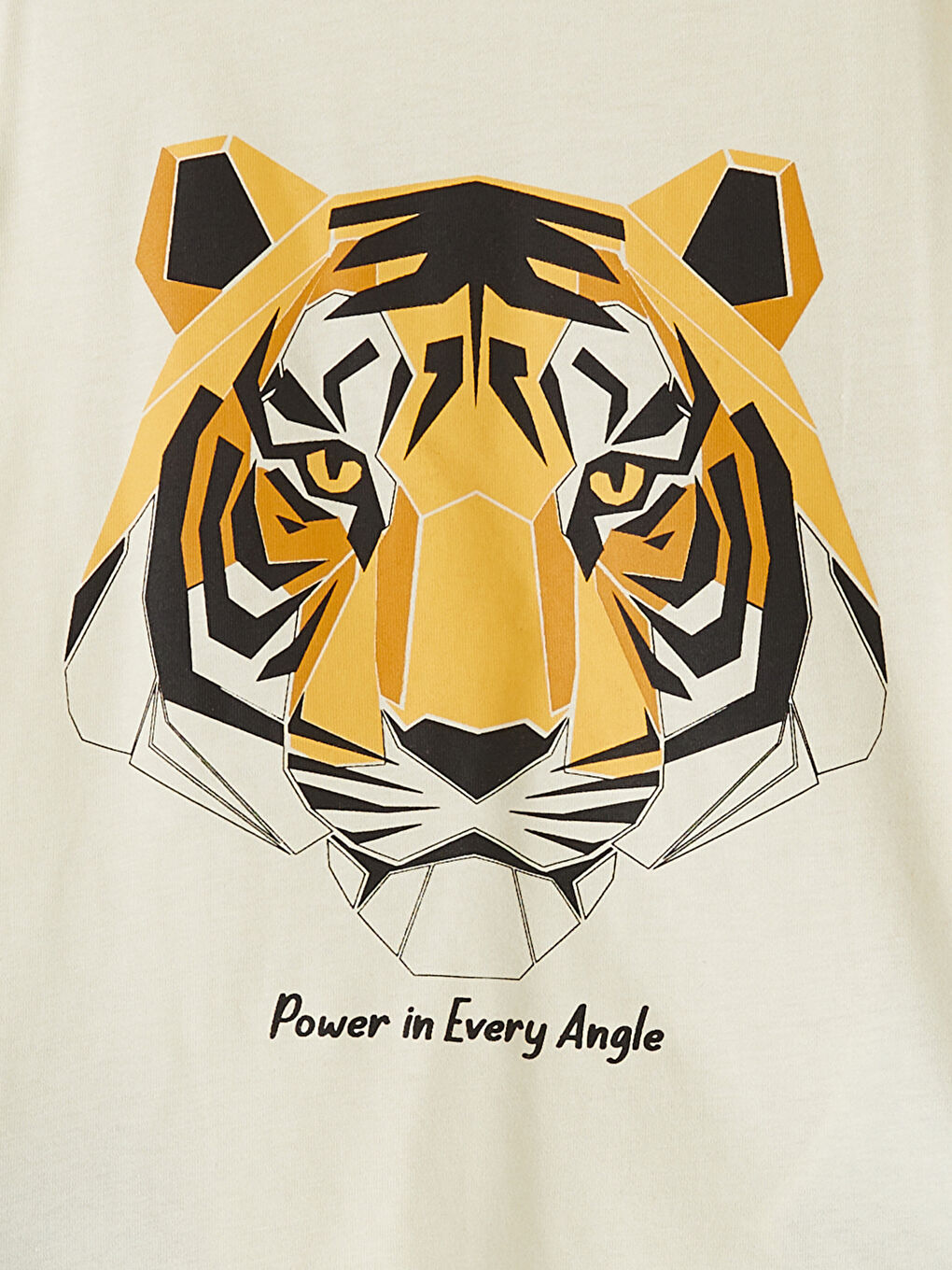 Bej Kaplan Baskılı Erkek Çocuk Tişört-1