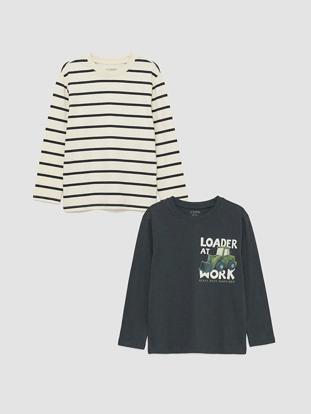 Antrasit Bisiklet Yaka Erkek Çocuk Tişört 2'li