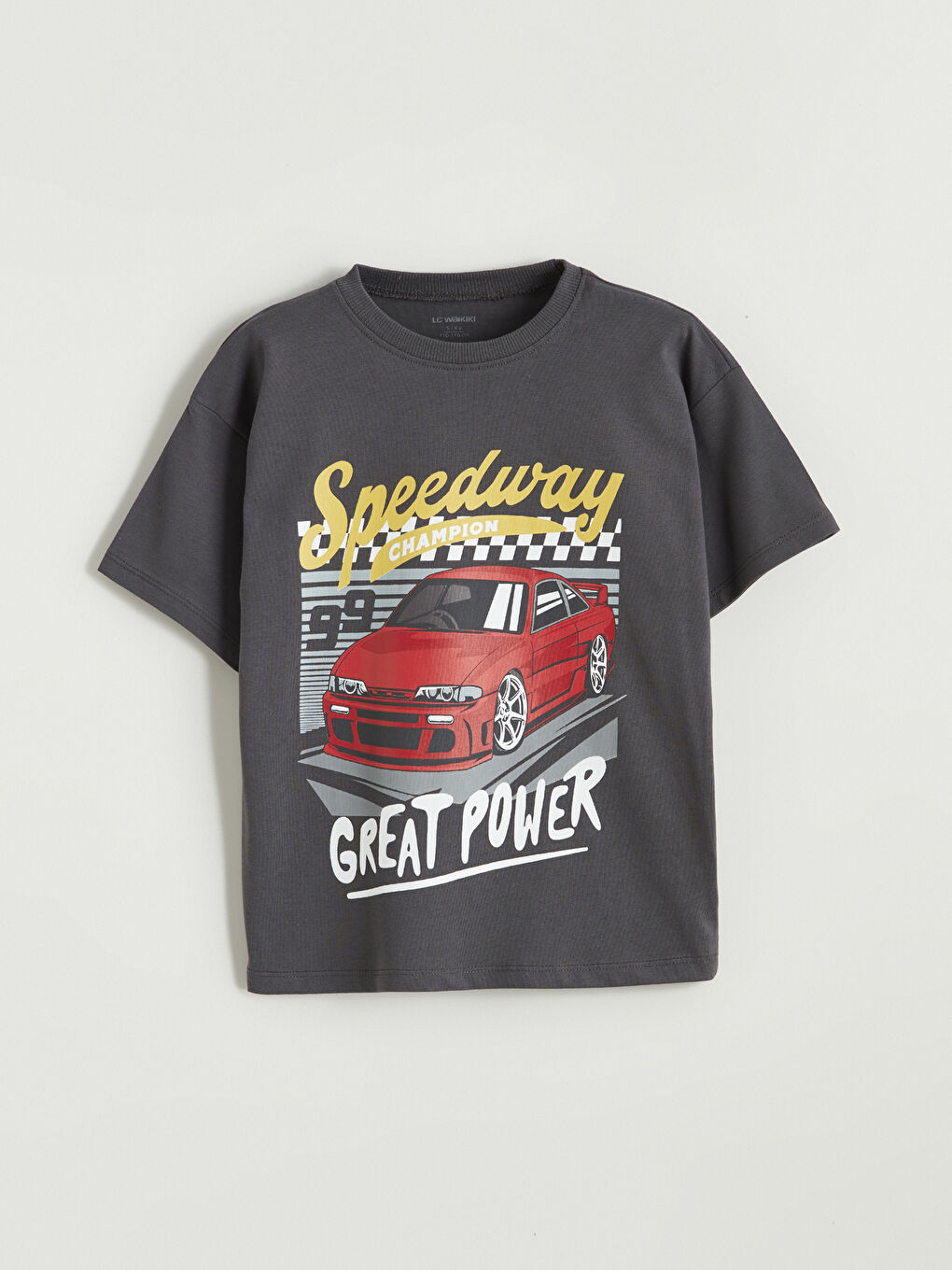 Antrasit Bisiklet Yaka Erkek Çocuk Tişört 3'lü-4