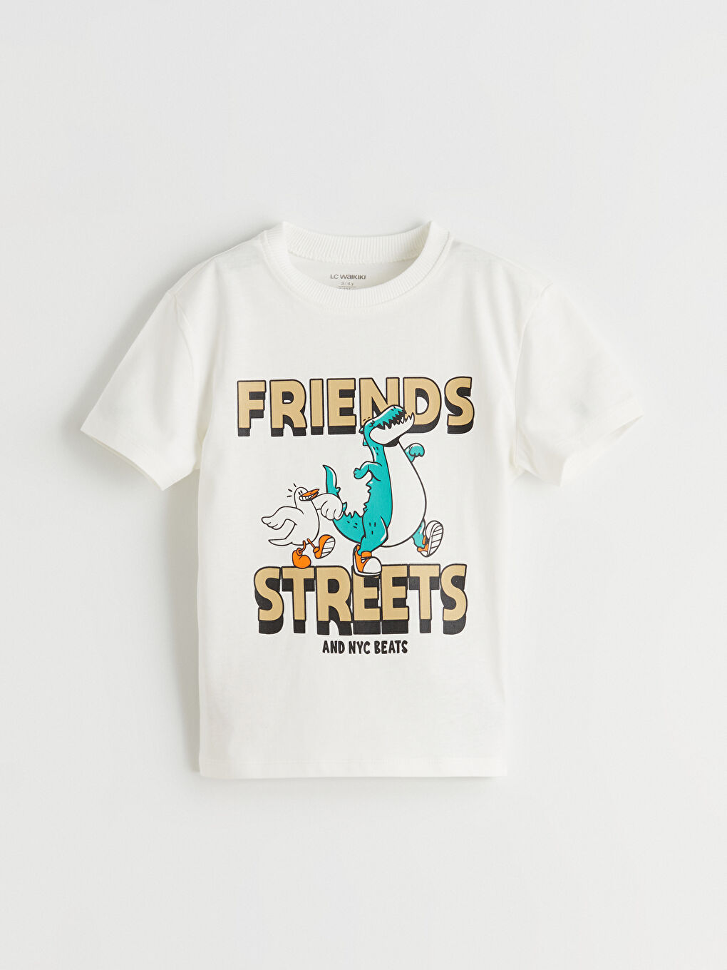 Ekru Regular Fit Baskılı Erkek Çocuk Tişört