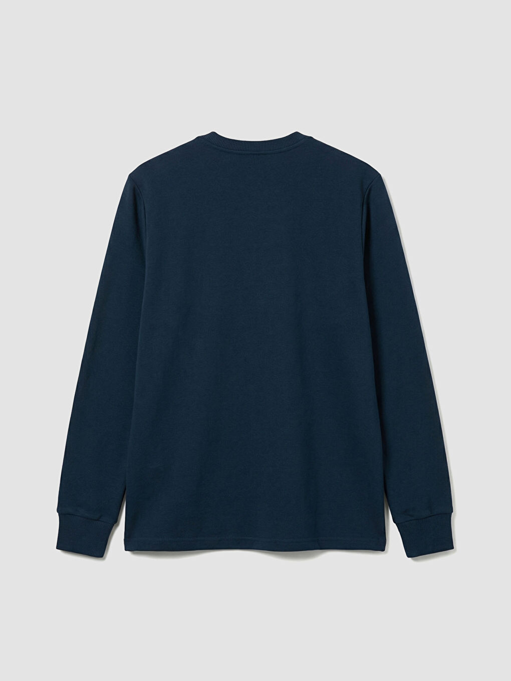 Lacivert Bisiklet Yaka Baskılı Erkek Sweatshirt-1