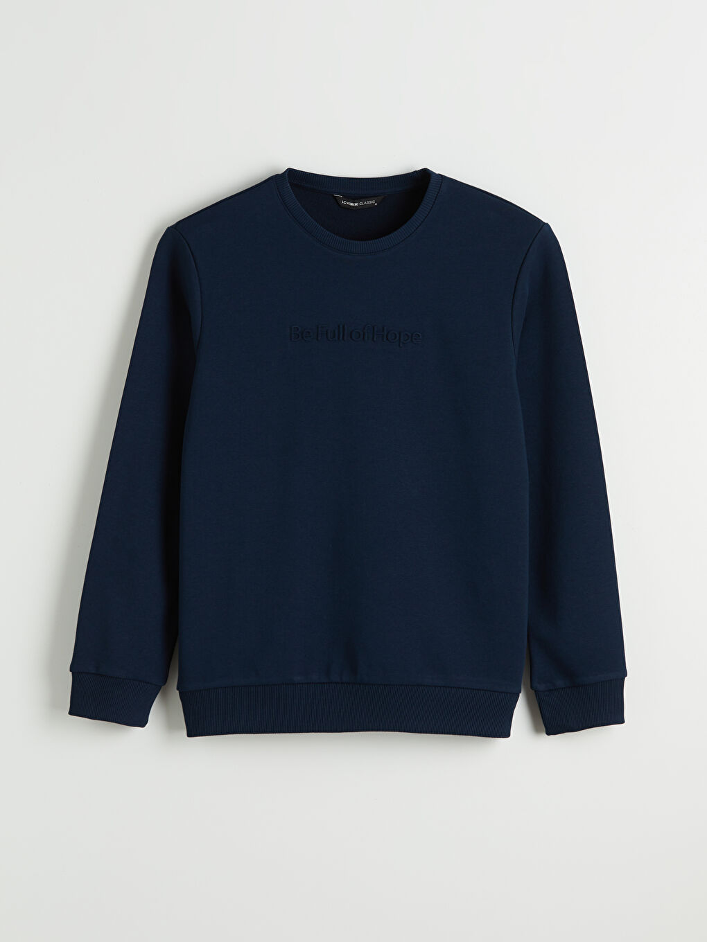 Lacivert Bisiklet Yaka Baskılı Erkek Sweatshirt