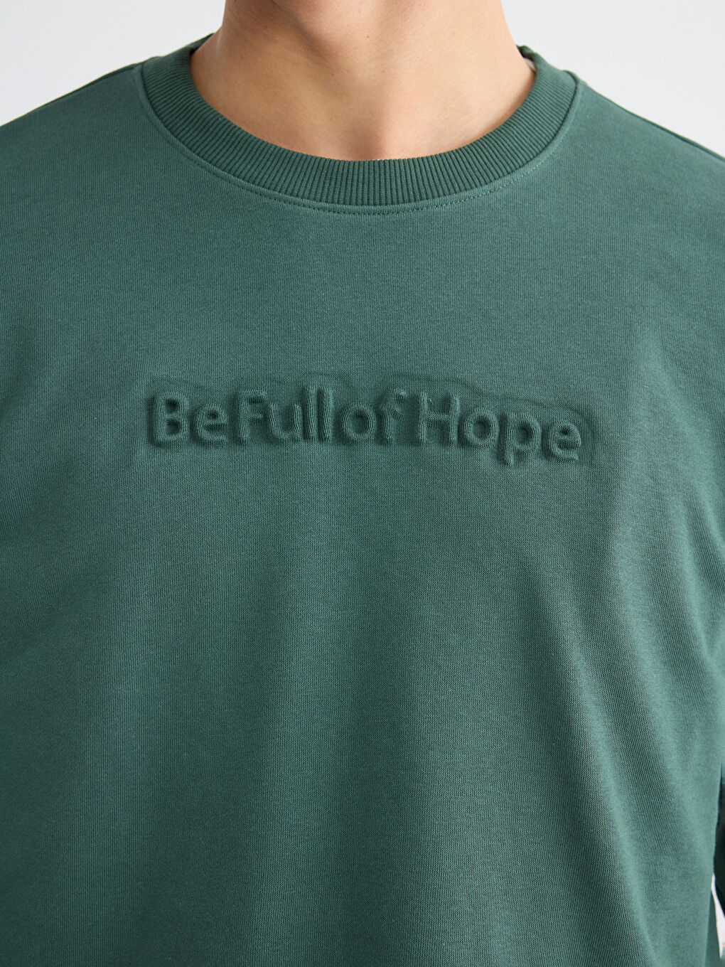 Yeşil Bisiklet Yaka Baskılı Erkek Sweatshirt-2