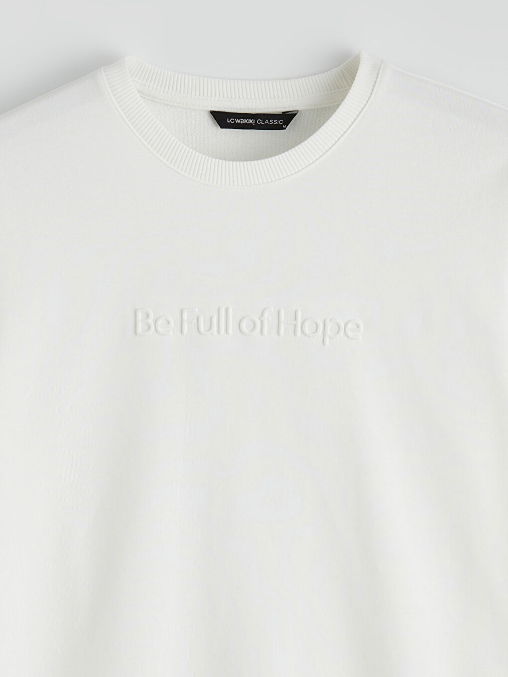 Ekru Bisiklet Yaka Baskılı Erkek Sweatshirt-1