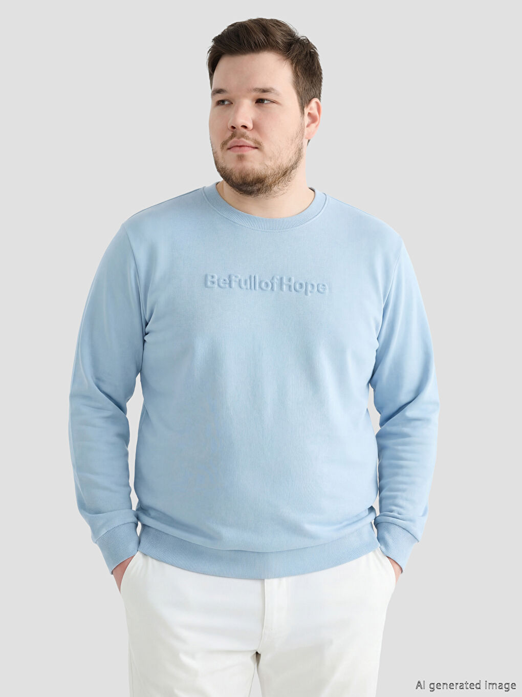 Mavi Bisiklet Yaka Baskılı Erkek Sweatshirt-1