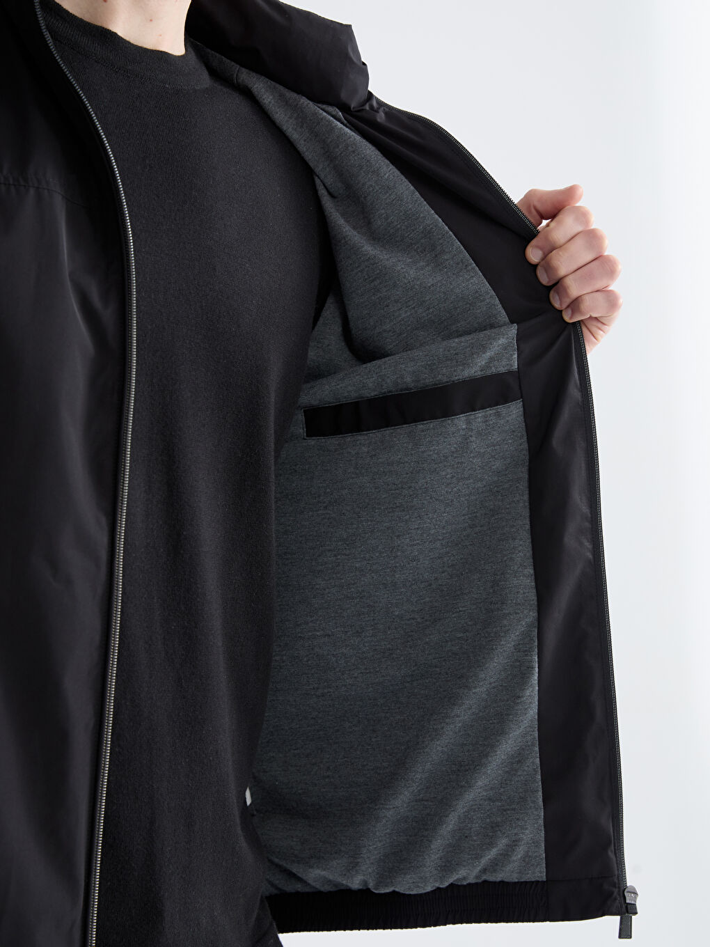 Мужское стандартное пальто с воротником-трубой-3