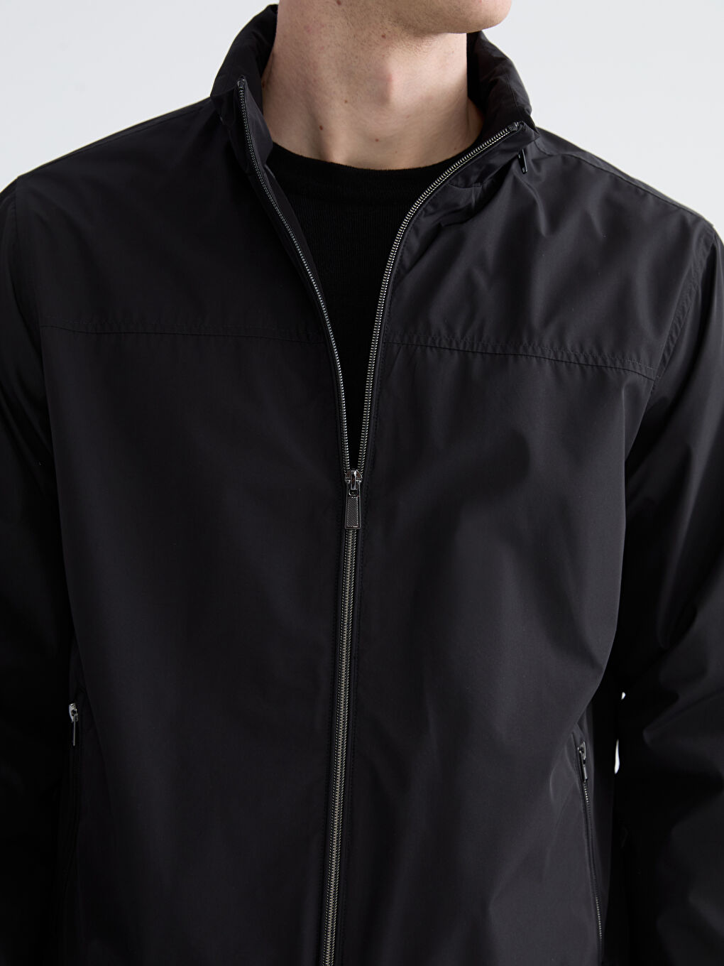 Мужское стандартное пальто с воротником-трубой-4