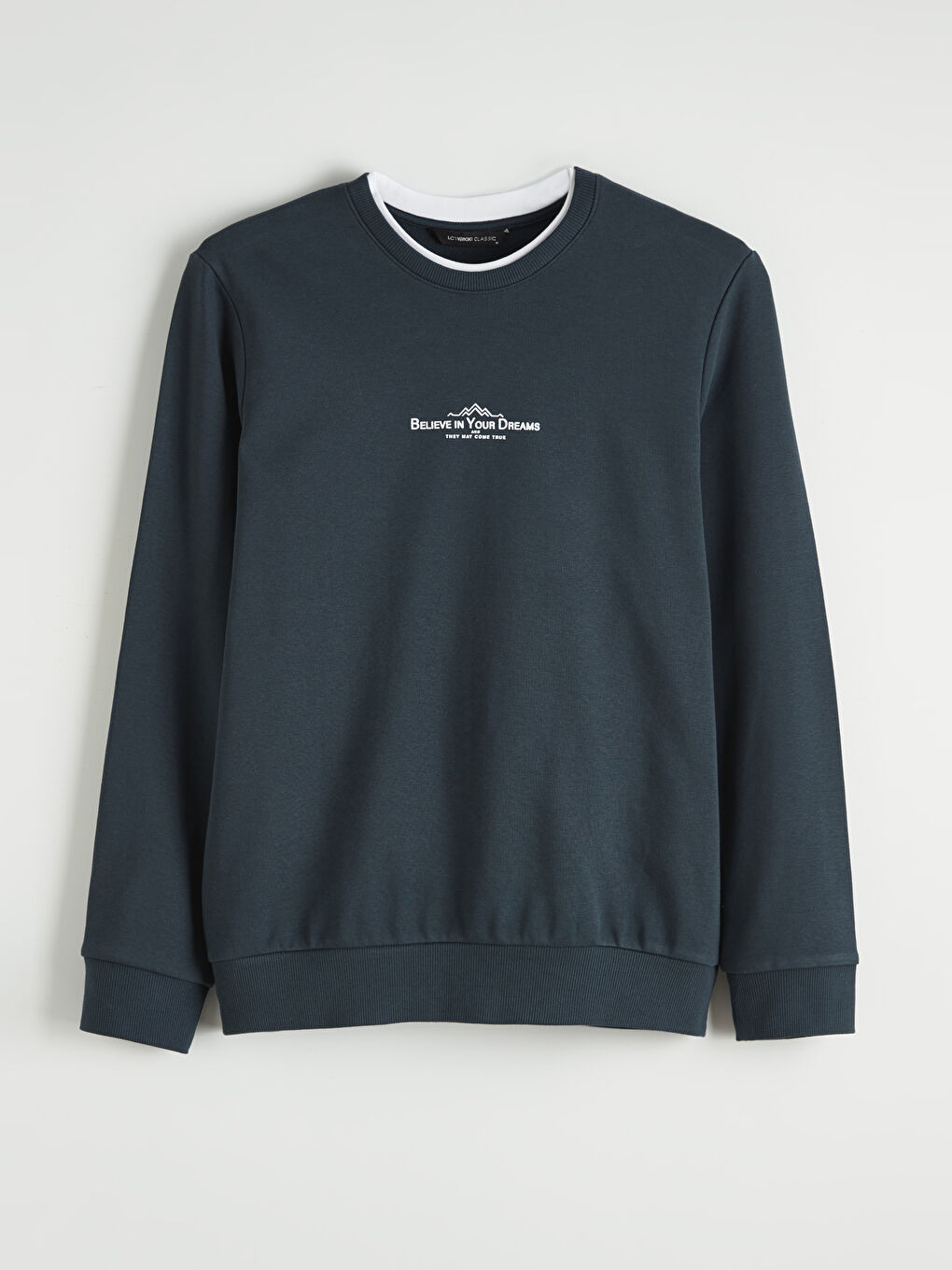 Petrol Bisiklet Yaka Baskılı Erkek Sweatshirt-4