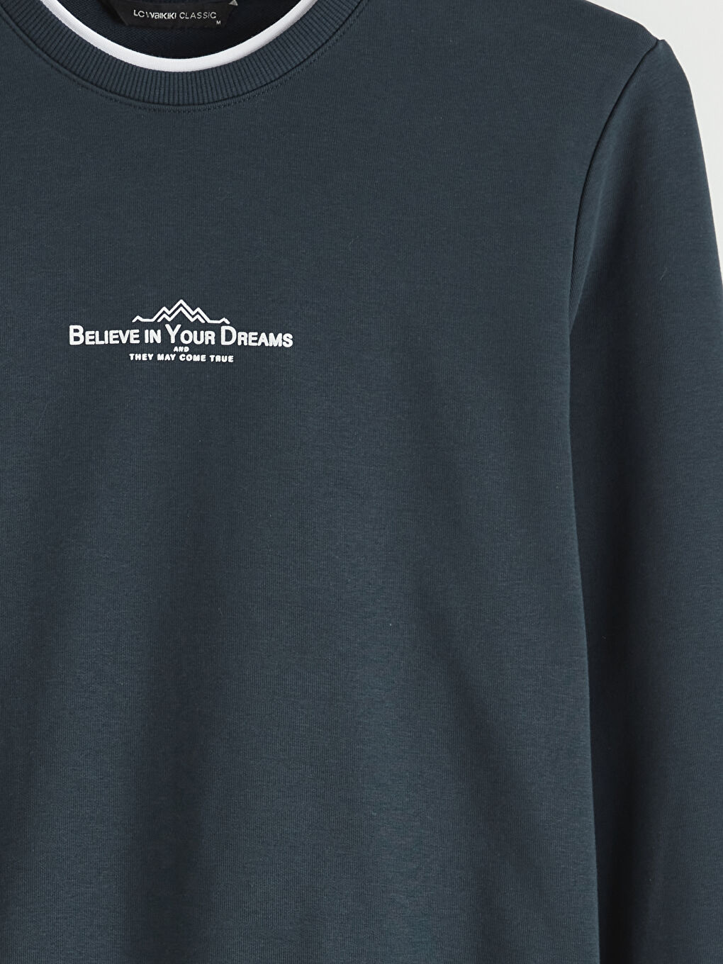 Petrol Bisiklet Yaka Baskılı Erkek Sweatshirt-5