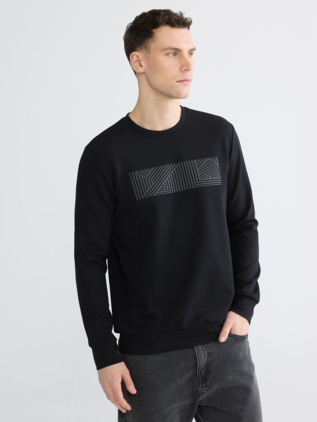 Crew Neck Printed Men's Sweatshirt