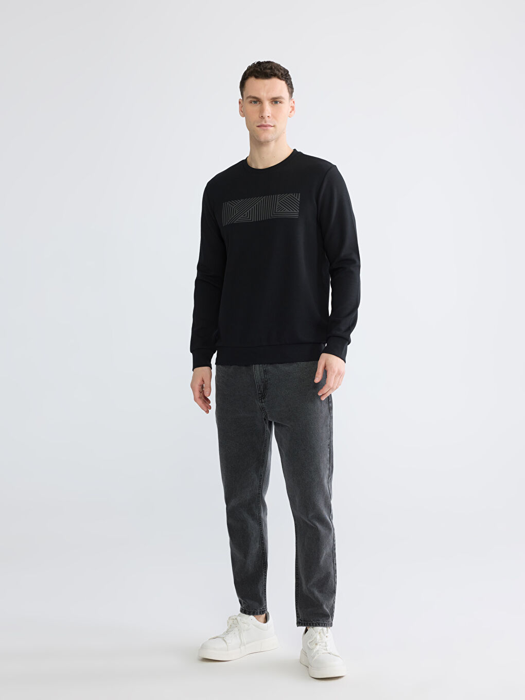 Crew Neck Printed Men's Sweatshirt-1