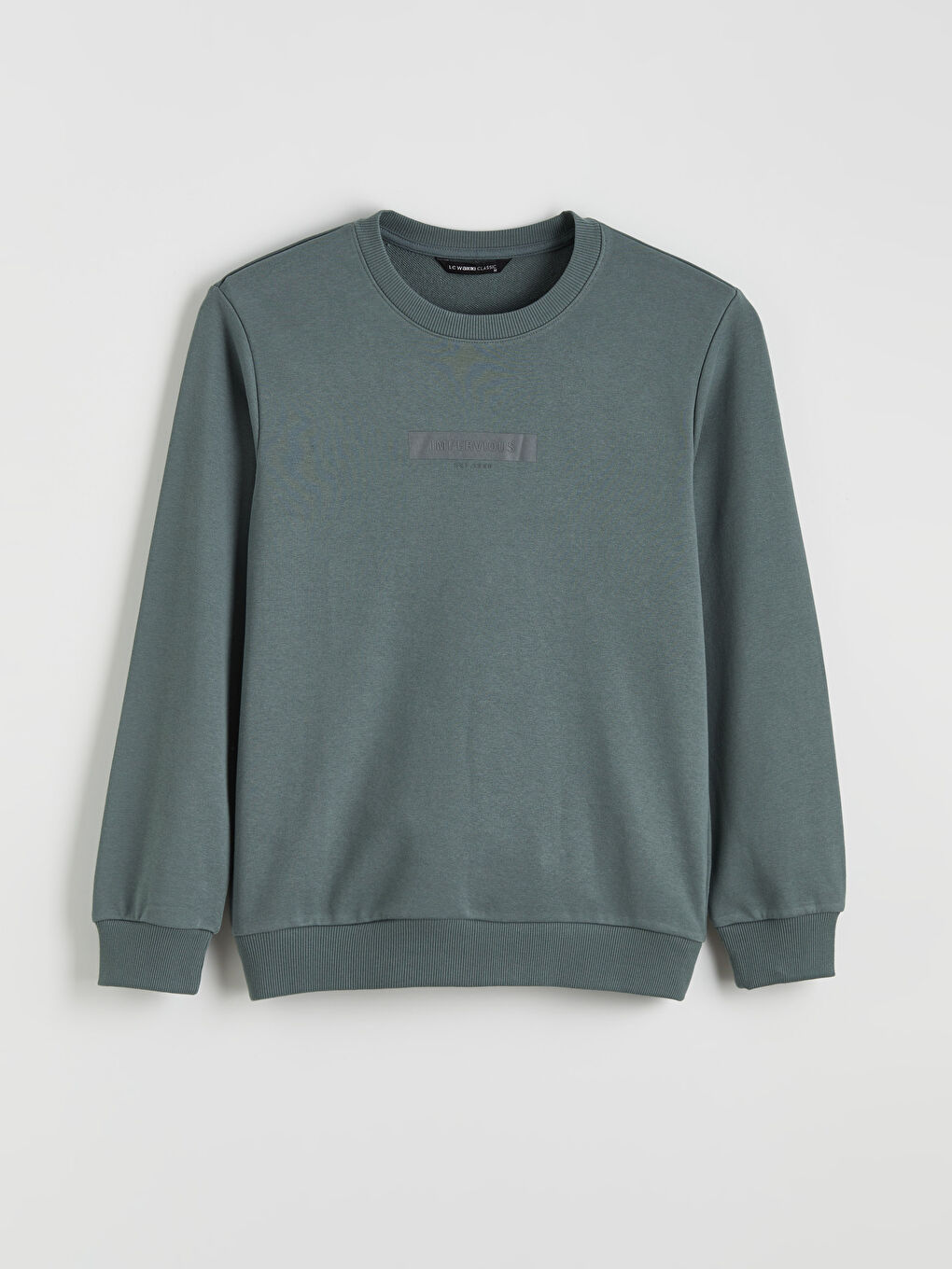 Yeşil Bisiklet Yaka Baskılı Erkek Sweatshirt-4