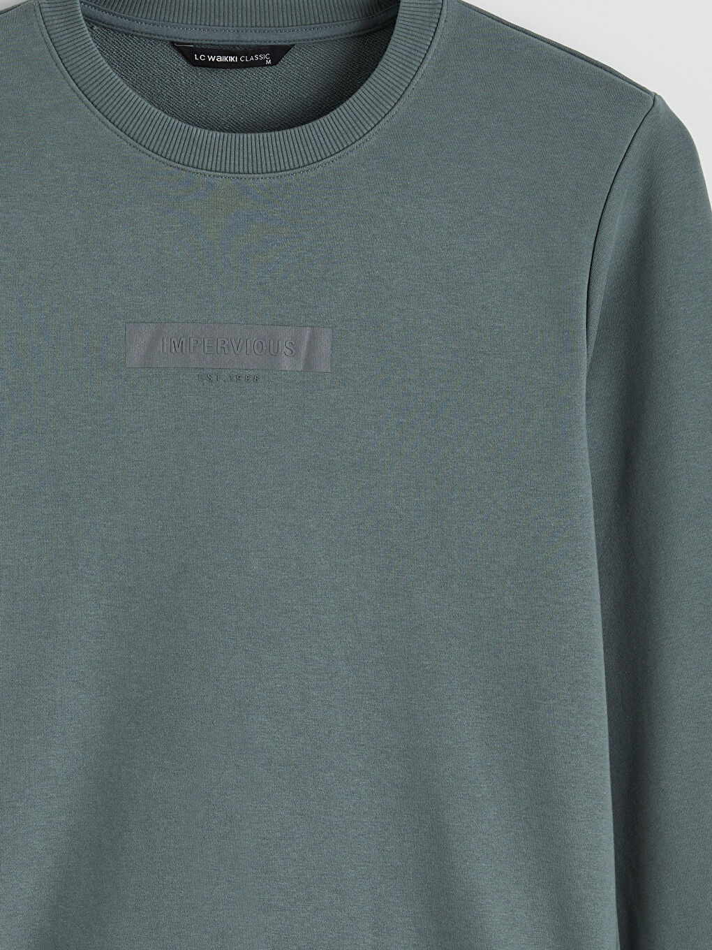 Yeşil Bisiklet Yaka Baskılı Erkek Sweatshirt-5