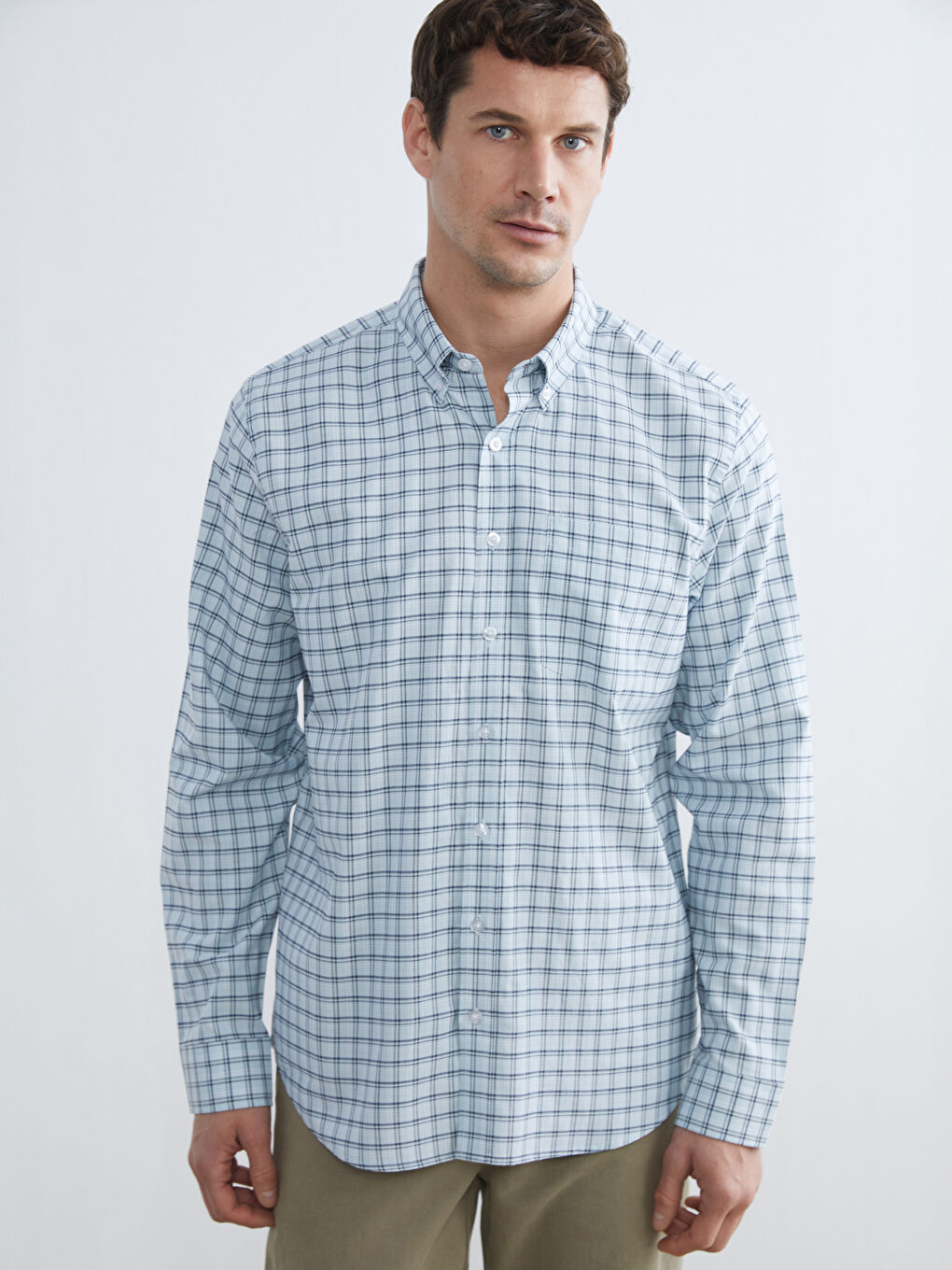 Мужчины Голубой Рубашка