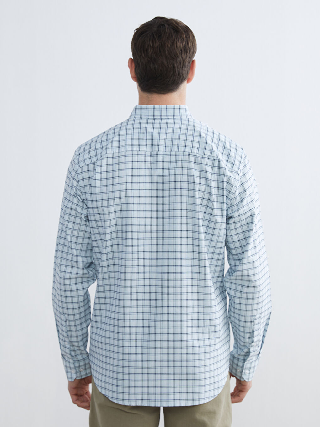 Мужчины Голубой Рубашка-3