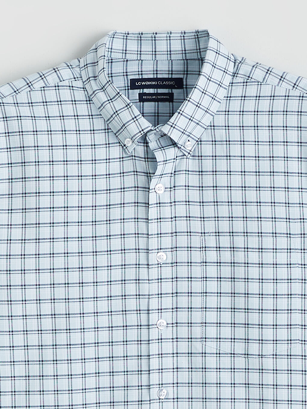 Мужчины Голубой Рубашка-5