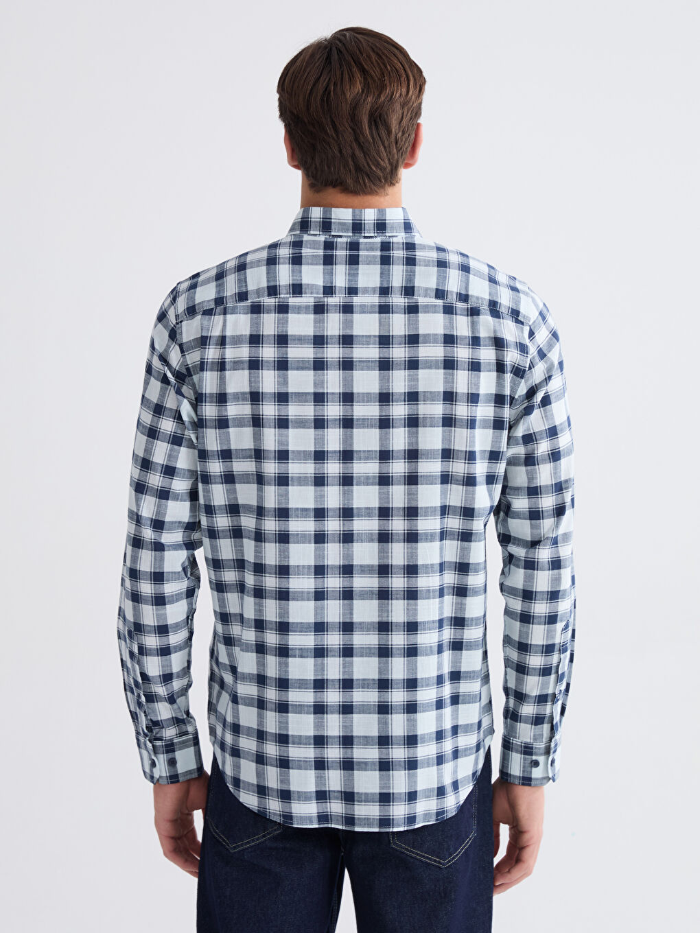 Mavi Regular Fit Ekose Erkek Gömlek-3
