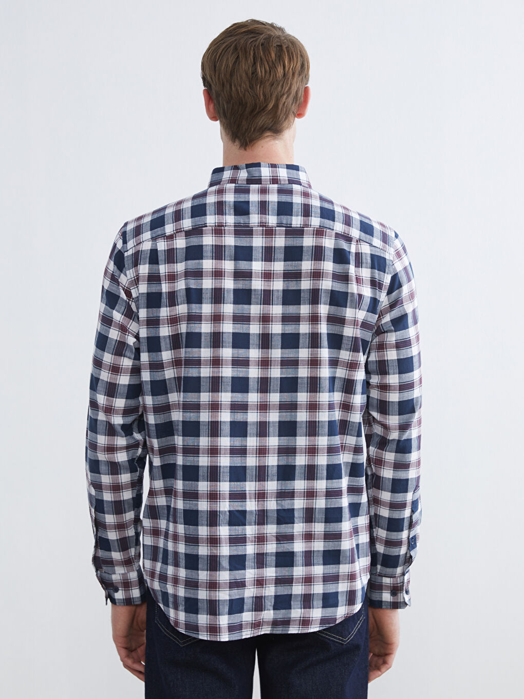 Bordo Regular Fit Ekose Erkek Gömlek-3