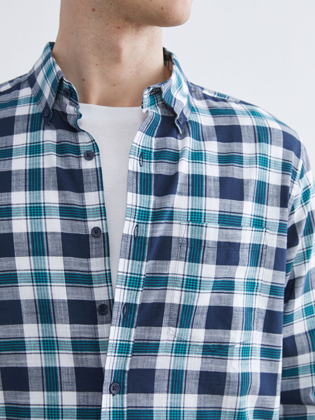 Yeşil Regular Fit Ekose Erkek Gömlek-2