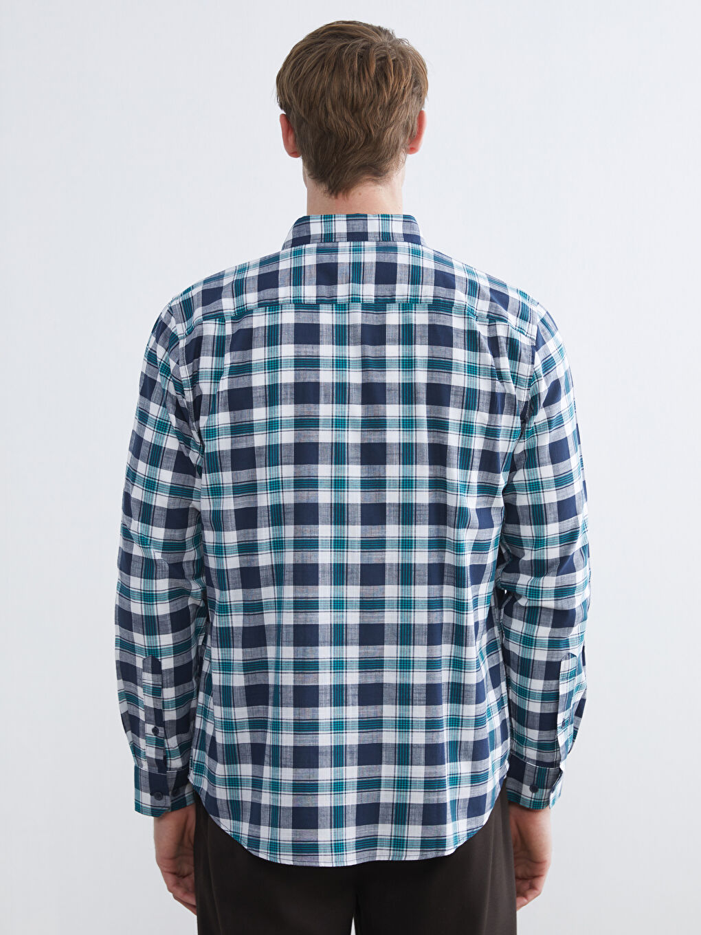 Yeşil Regular Fit Ekose Erkek Gömlek-3