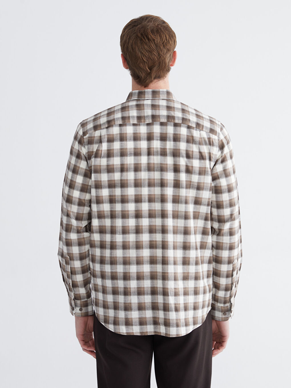 Kahverengi Regular Fit Ekose Erkek Gömlek-3