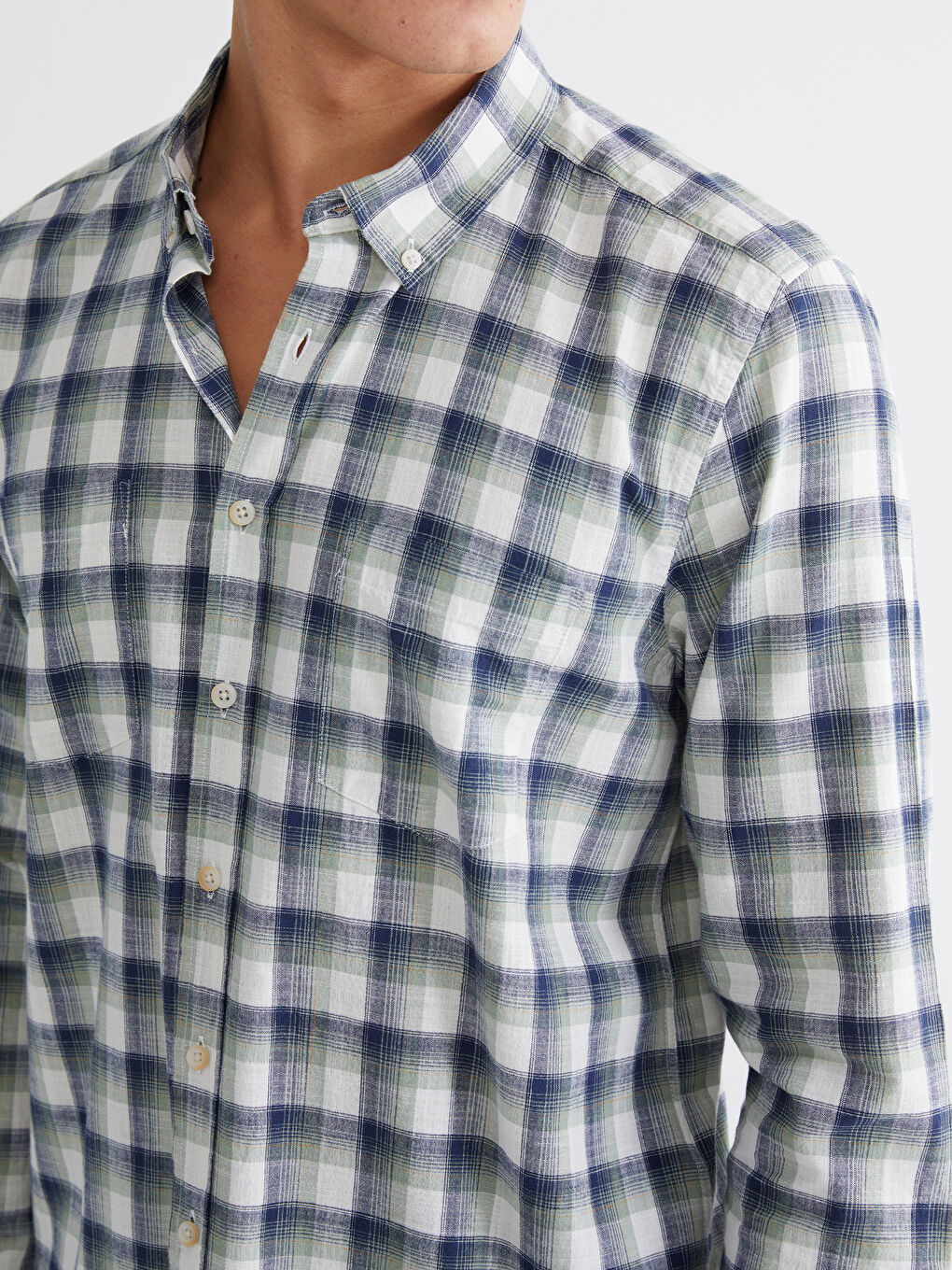 Yeşil Regular Fit Ekose Erkek Gömlek-2