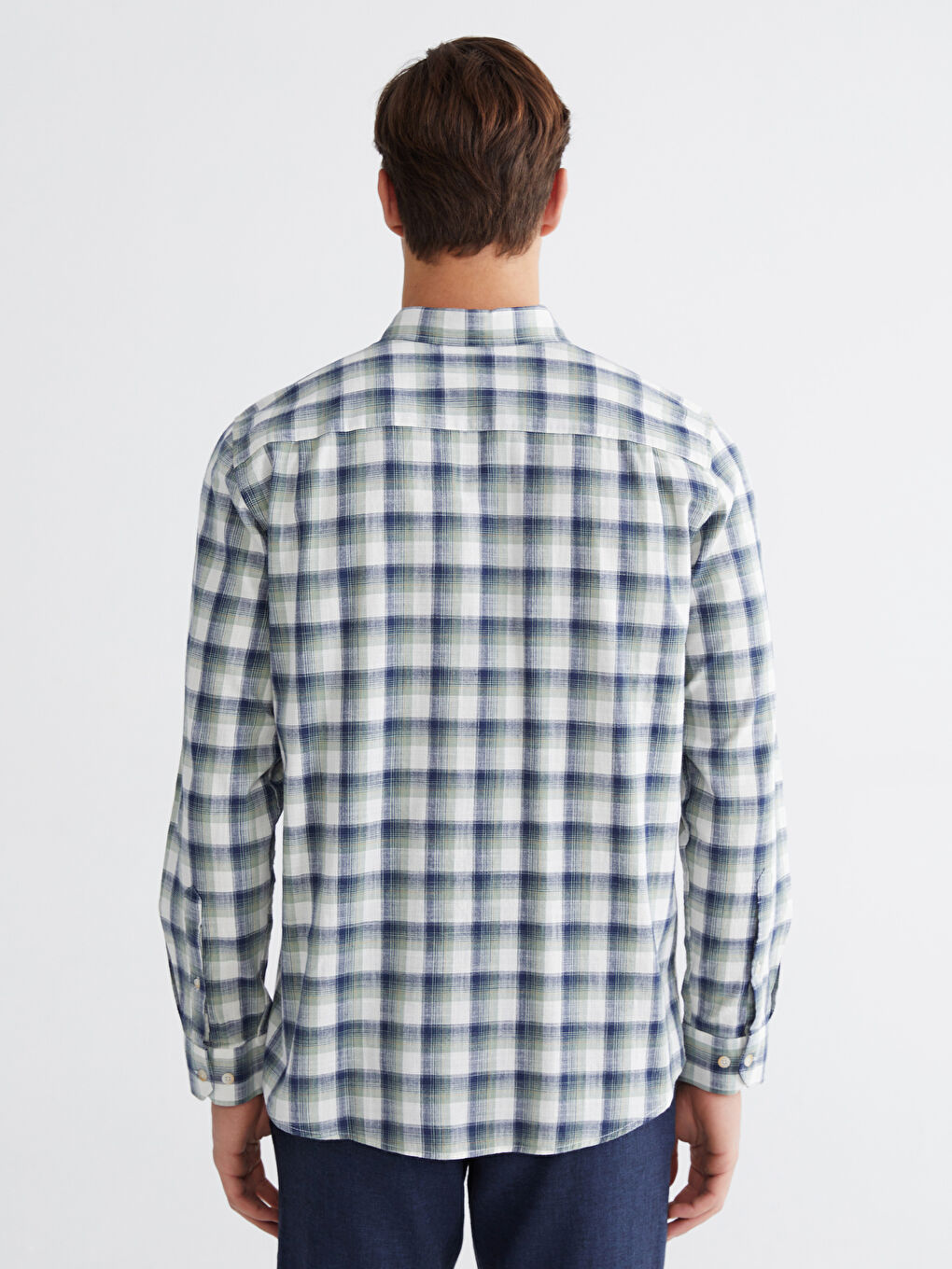 Yeşil Regular Fit Ekose Erkek Gömlek-3