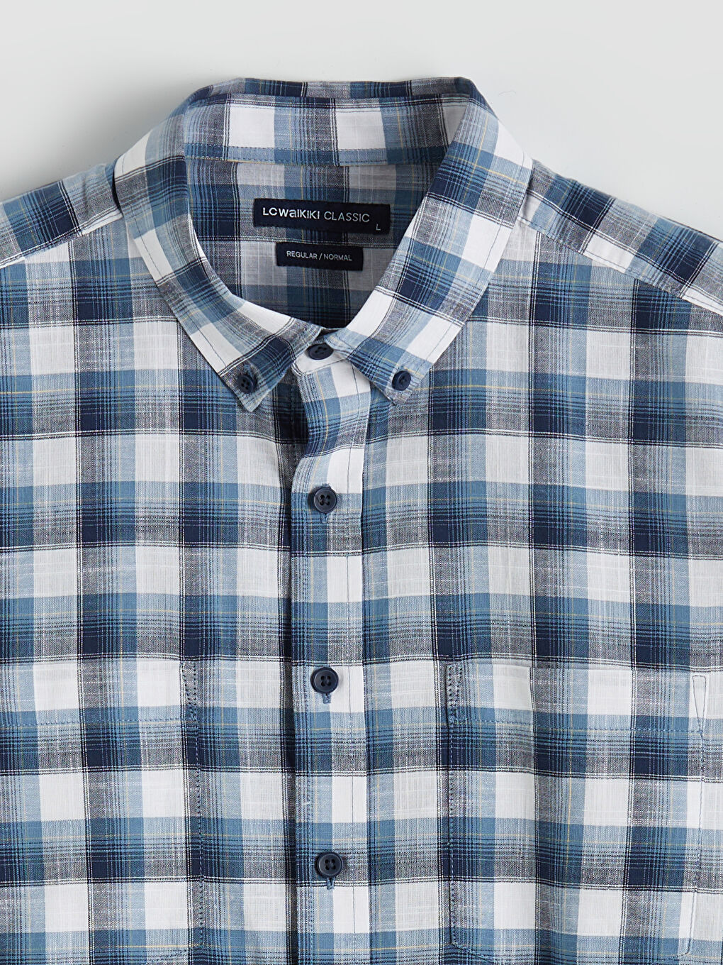 Lacivert Regular Fit Ekose Erkek Gömlek-5