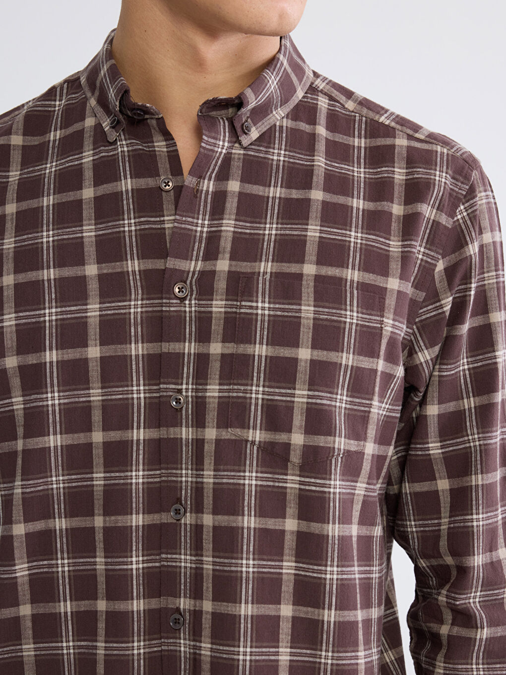 Kahverengi Regular Fit Ekose Erkek Gömlek-2