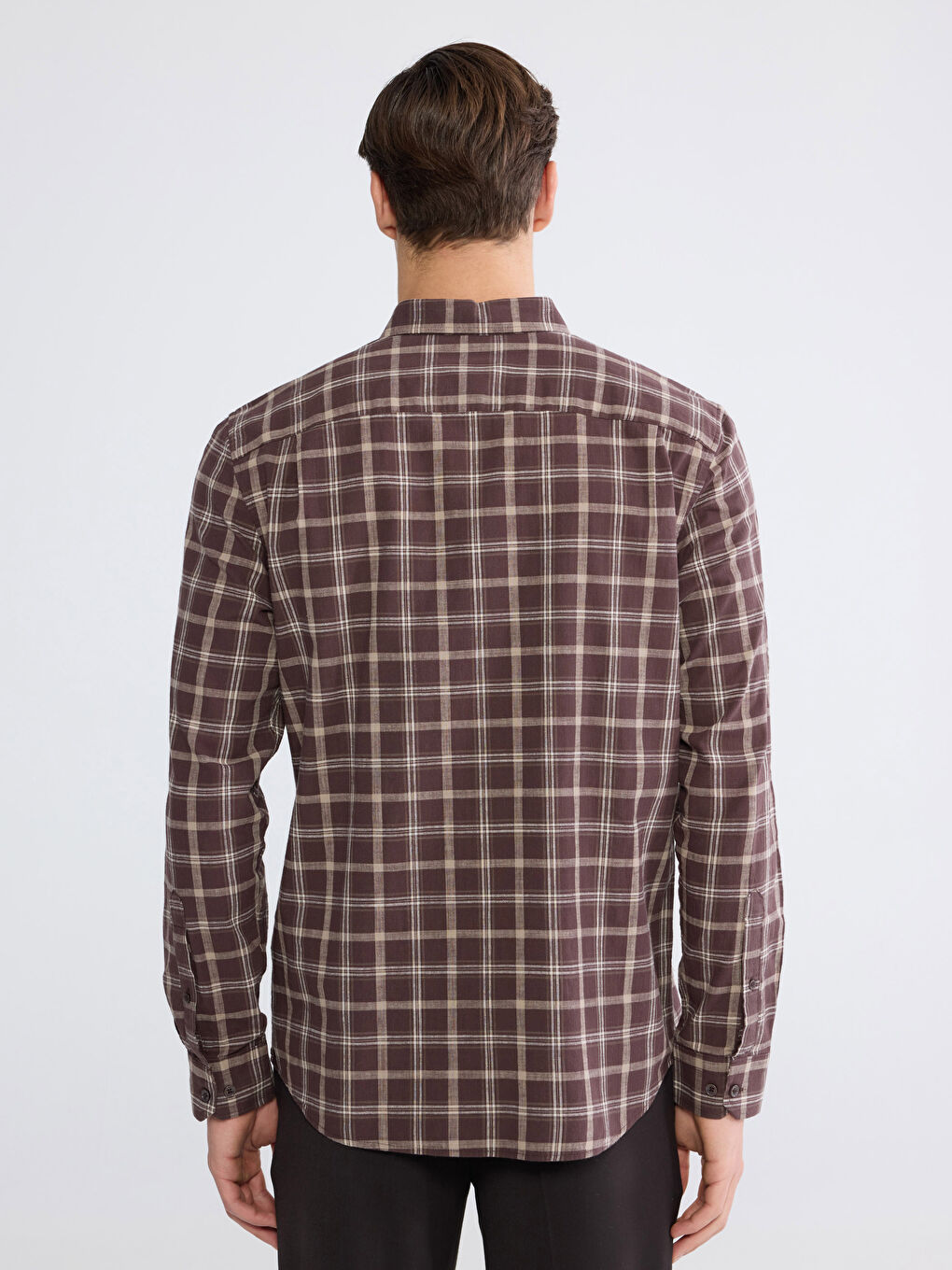 Kahverengi Regular Fit Ekose Erkek Gömlek-3