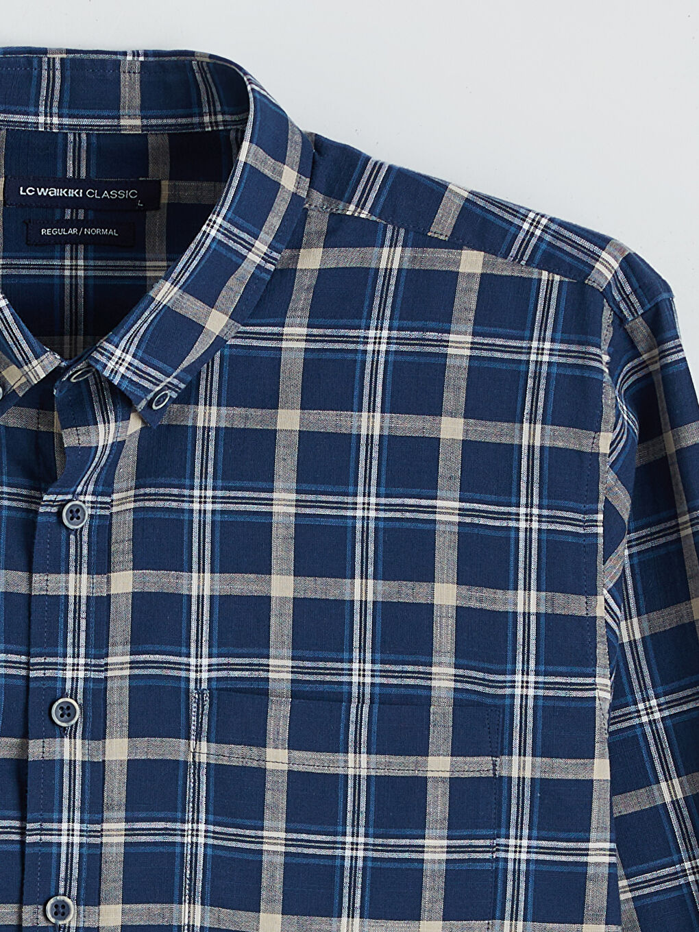 Lacivert Regular Fit Ekose Erkek Gömlek-5