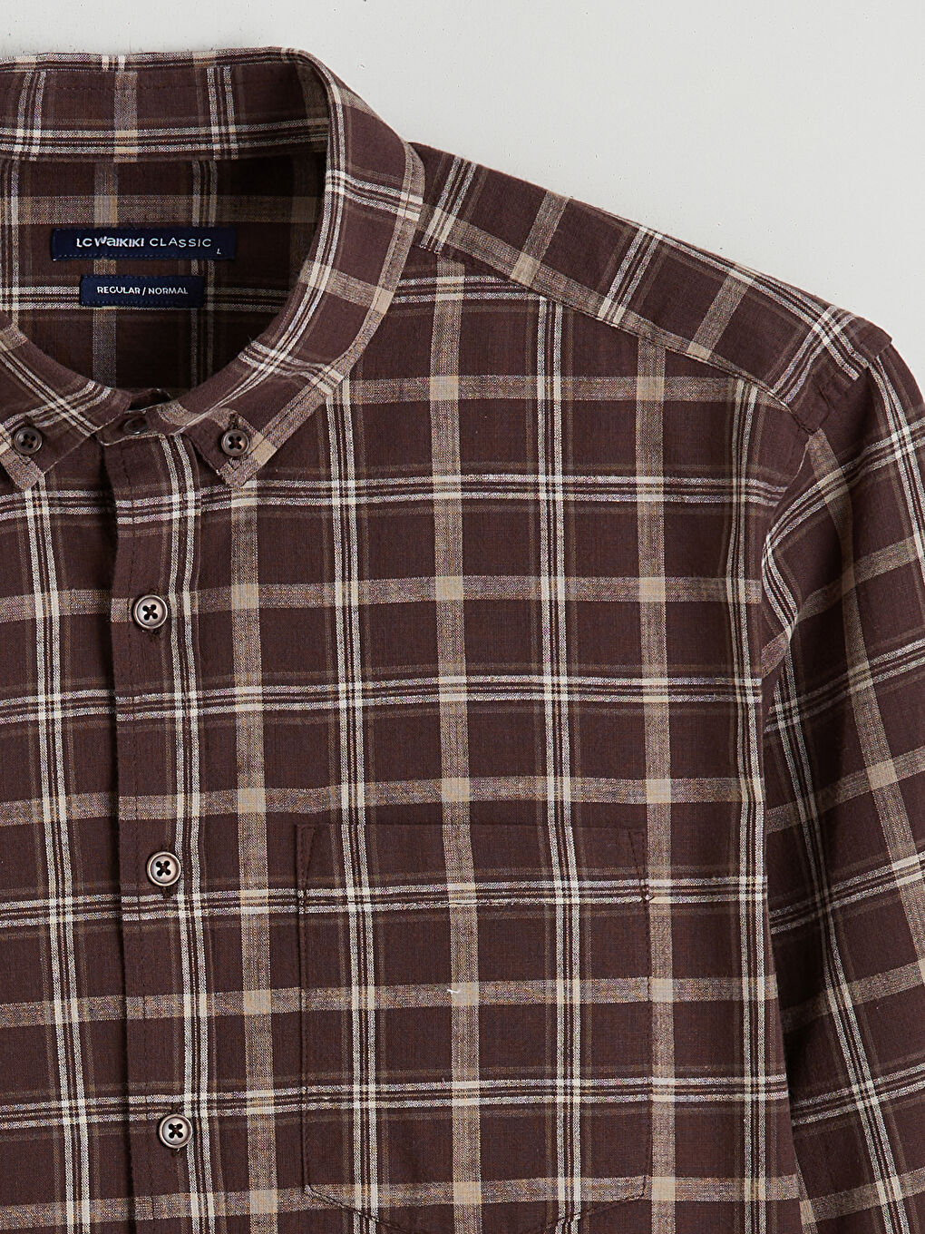 Kahverengi Regular Fit Ekose Erkek Gömlek-6