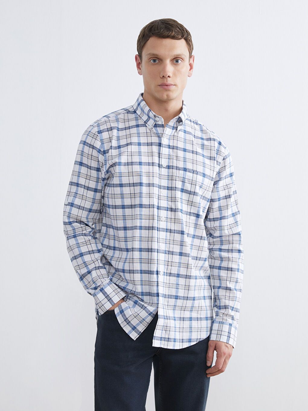 Regular Fit Plaid Men's Shirt