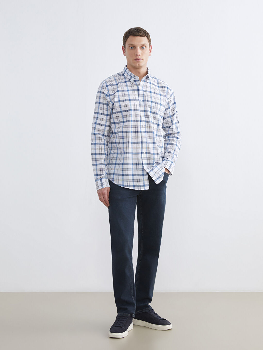 Regular Fit Plaid Men's Shirt-1