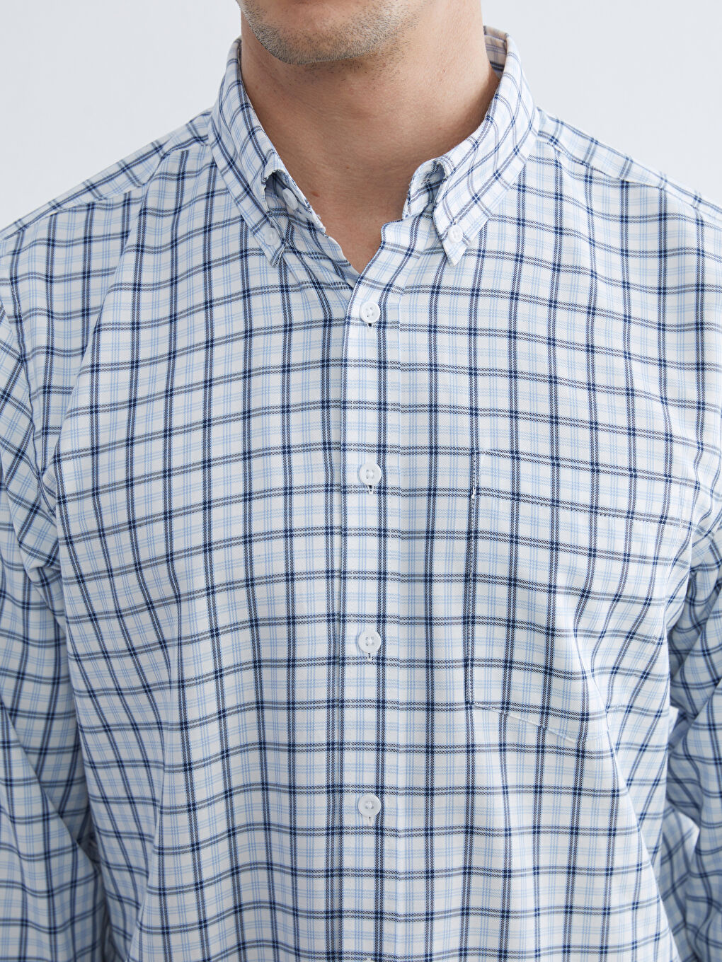 Mavi Regular Fit Ekose Gabardin Erkek Gömlek-2