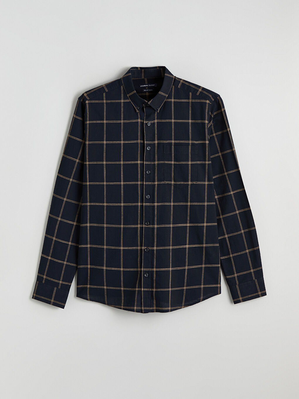 Lacivert Regular Fit Ekose Erkek Gömlek-4