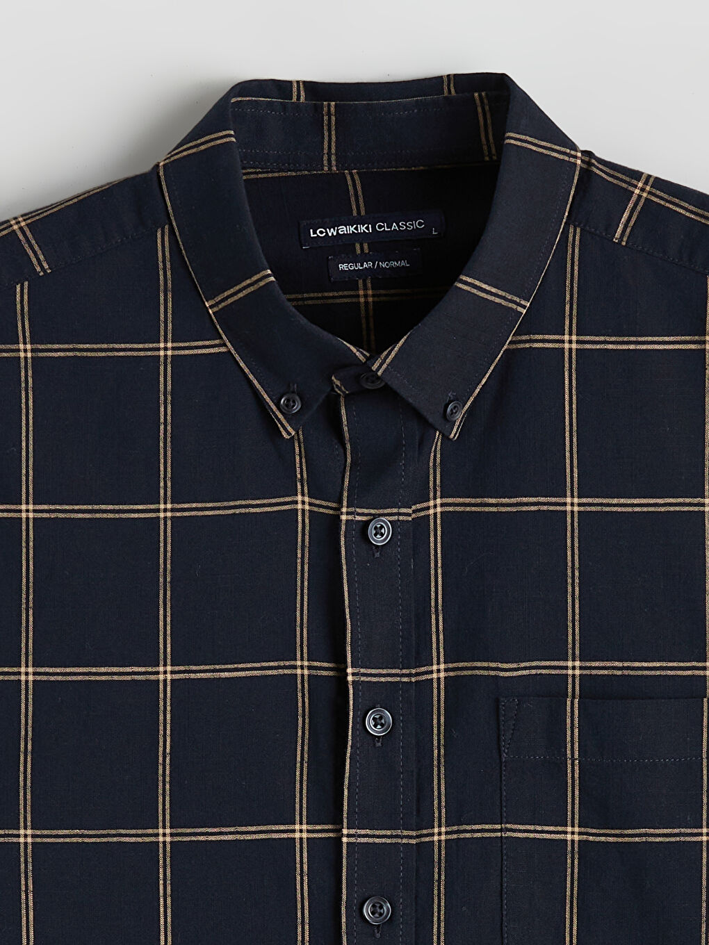 Lacivert Regular Fit Ekose Erkek Gömlek-5