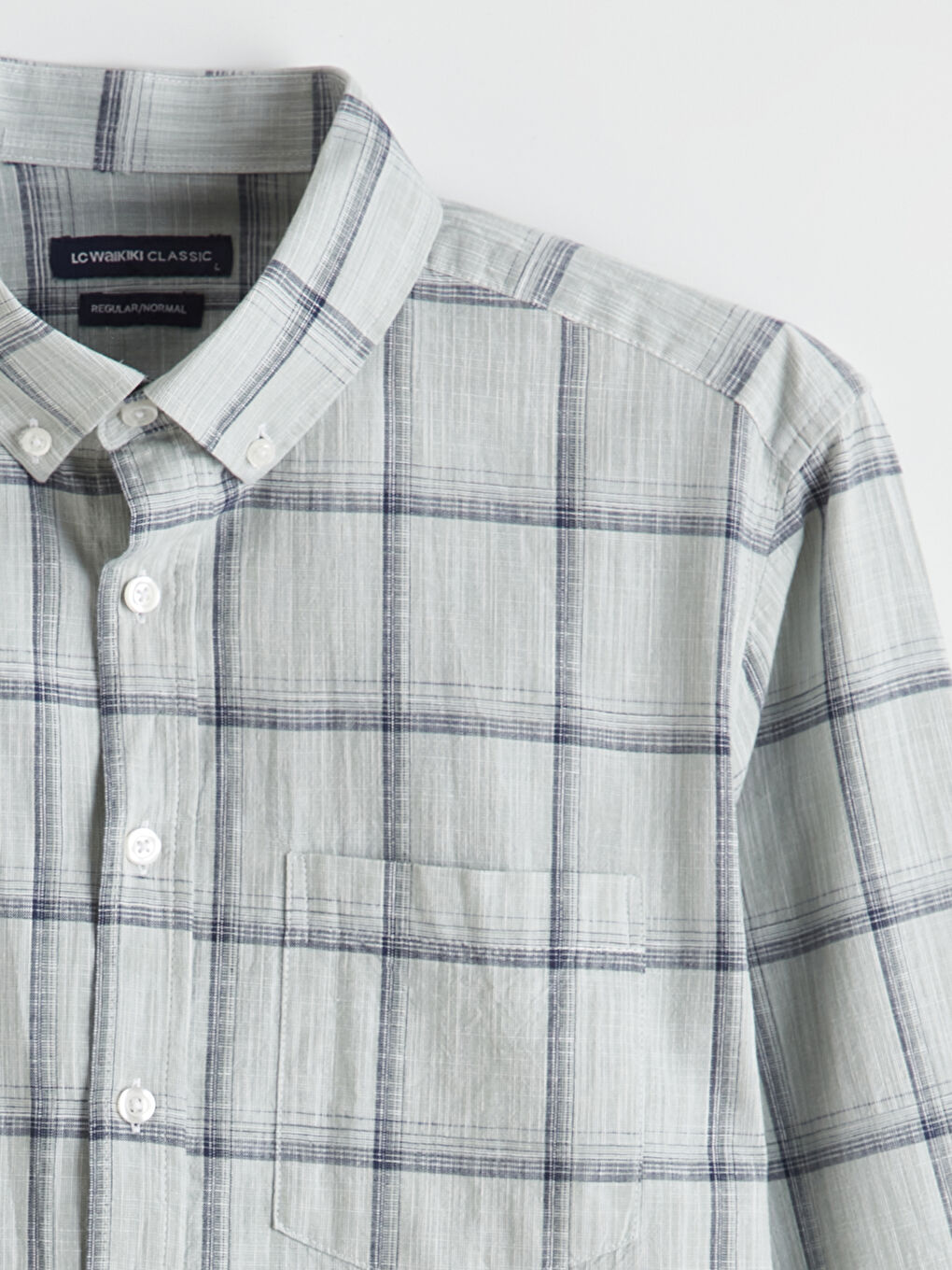 Yeşil Regular Fit Ekose Poplin Erkek Gömlek-5