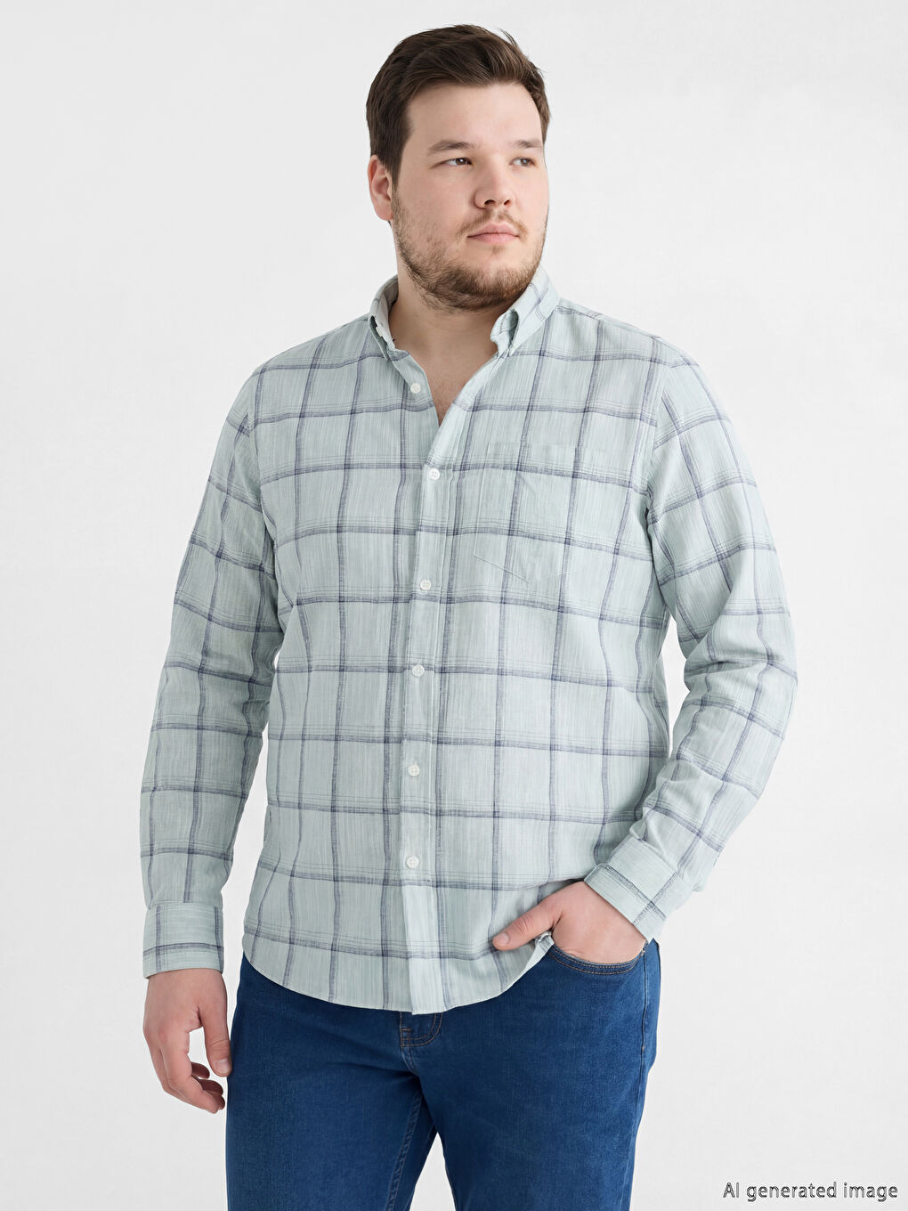 Regular Fit Plaid Poplin Men's Shirt-1