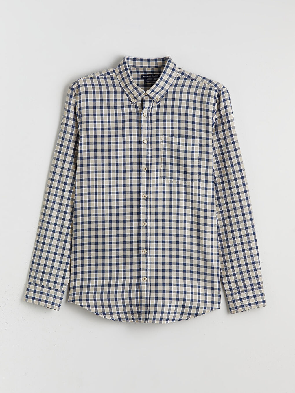 Bej Regular Fit Ekose Gabardin Erkek Gömlek-4