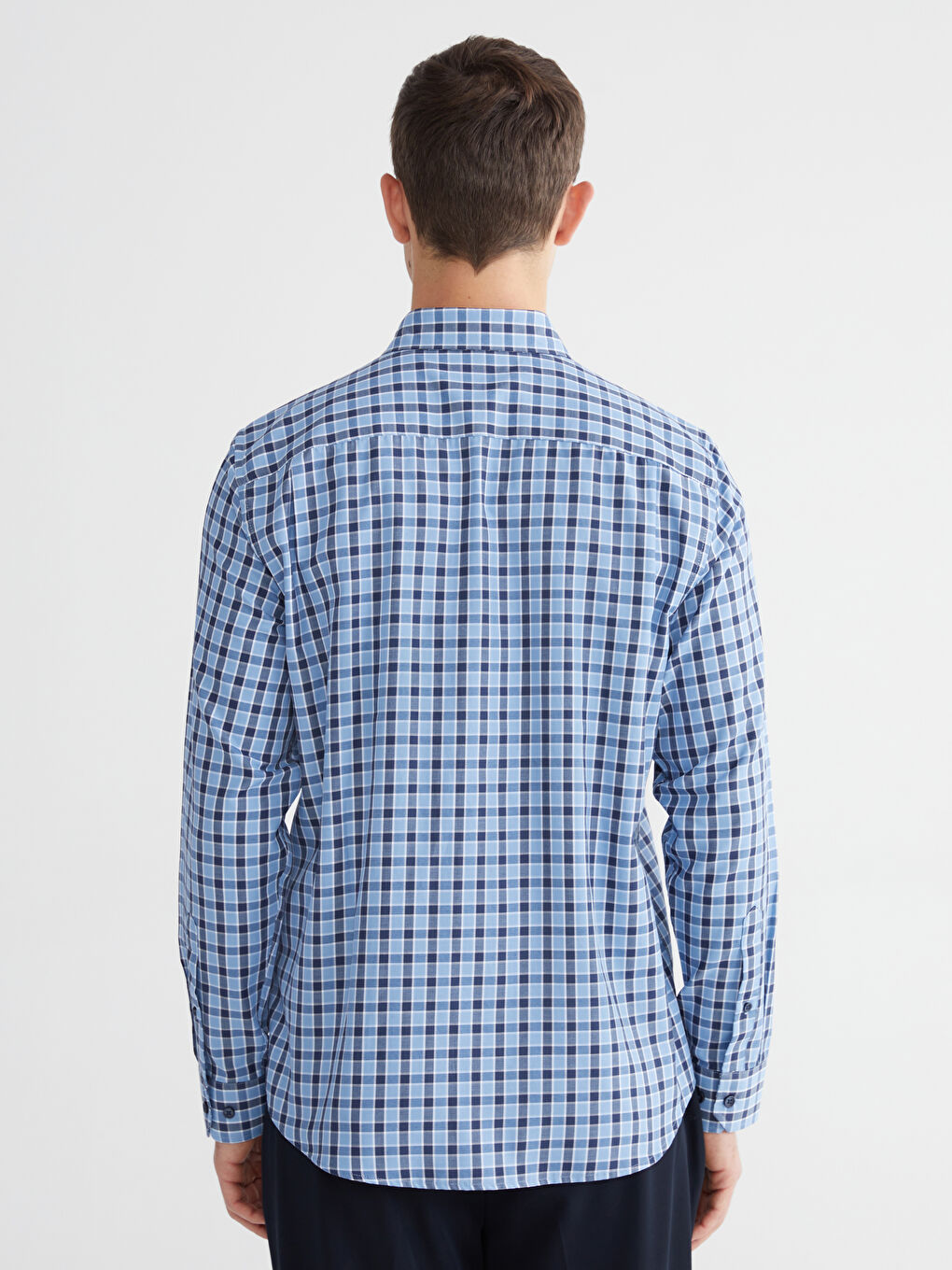 Mavi Regular Fit Ekose Gabardin Erkek Gömlek-3