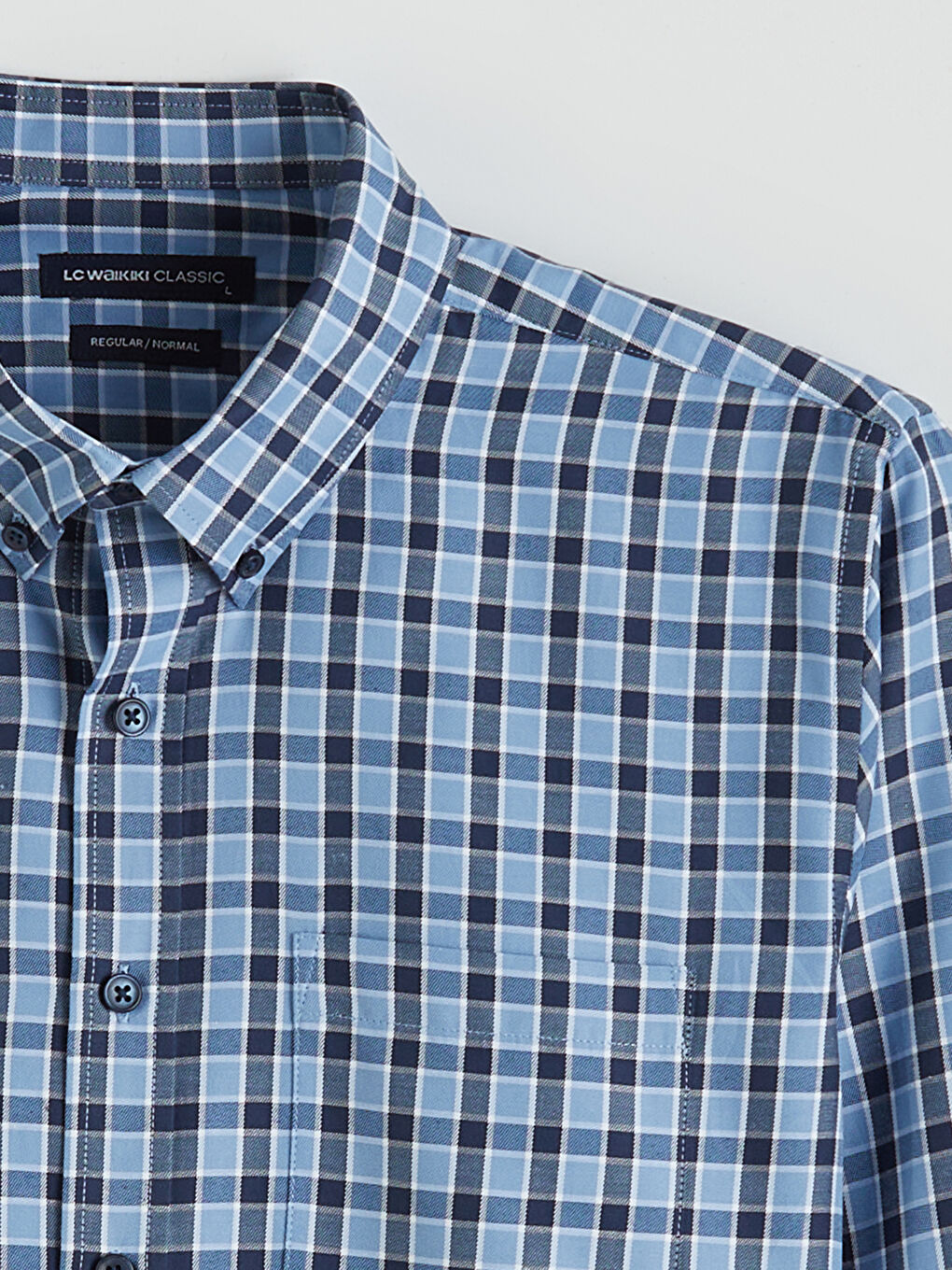 Mavi Regular Fit Ekose Gabardin Erkek Gömlek-5