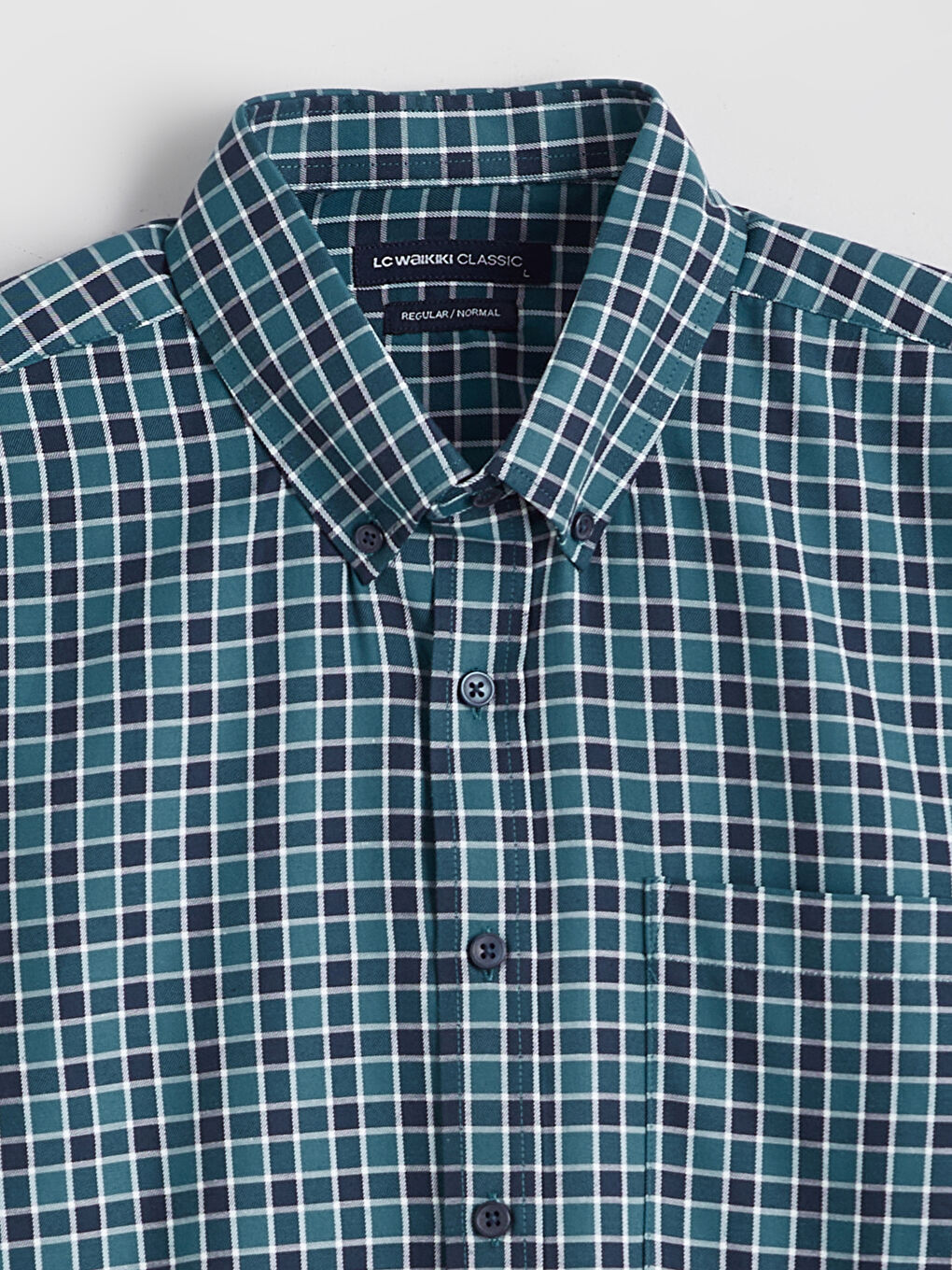 Yeşil Regular Fit Ekose Gabardin Erkek Gömlek-5