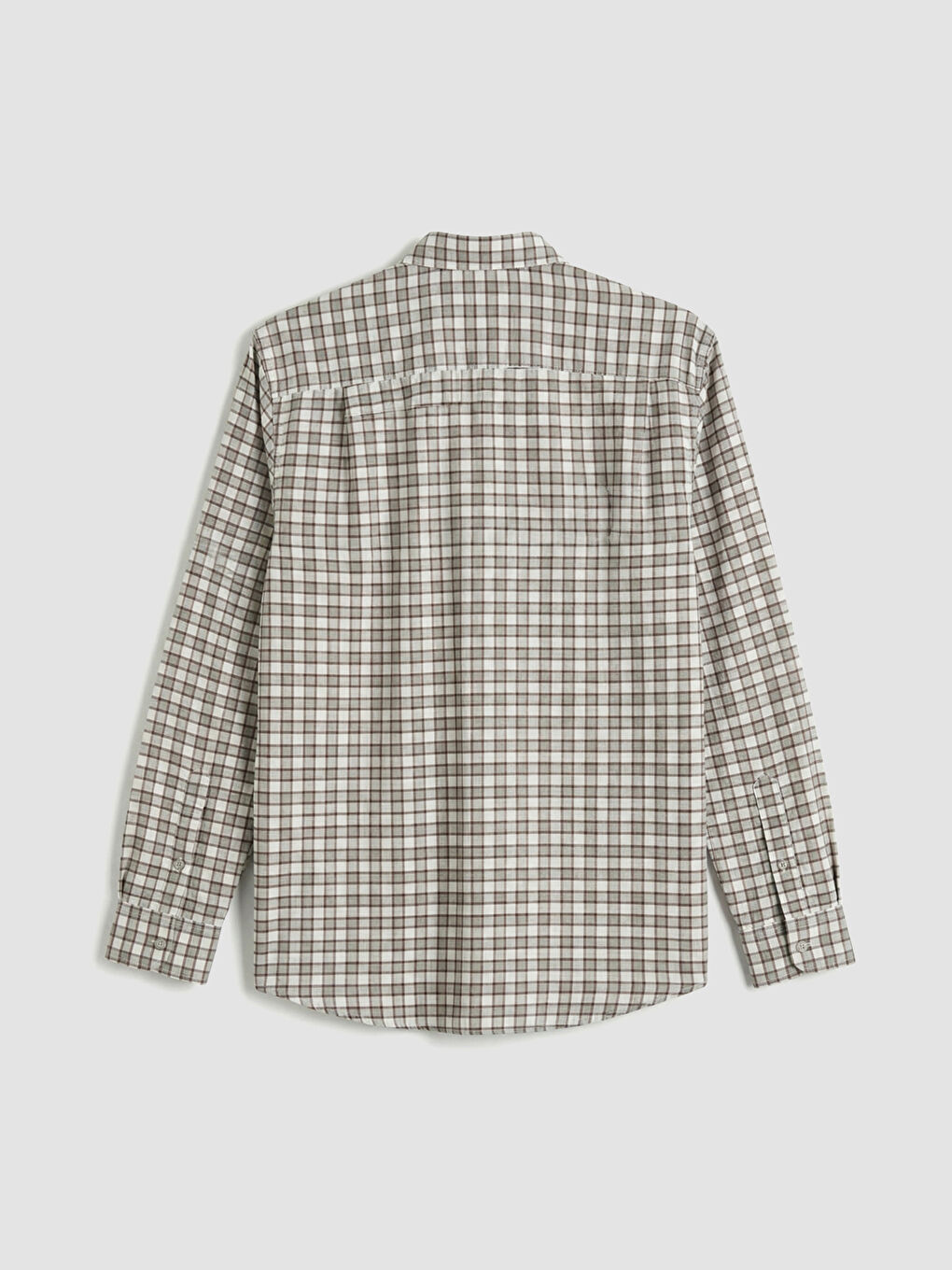 Gri Regular Fit Ekose Gabardin Erkek Gömlek-5